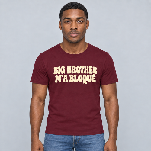 T-shirt Big Brother m’a bloqué porté par H01, coloris bordeaux
