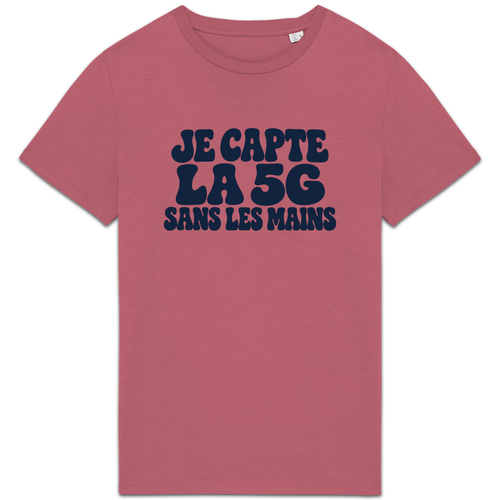 T-shirt Je capte la 5G sans les mains, coloris rose