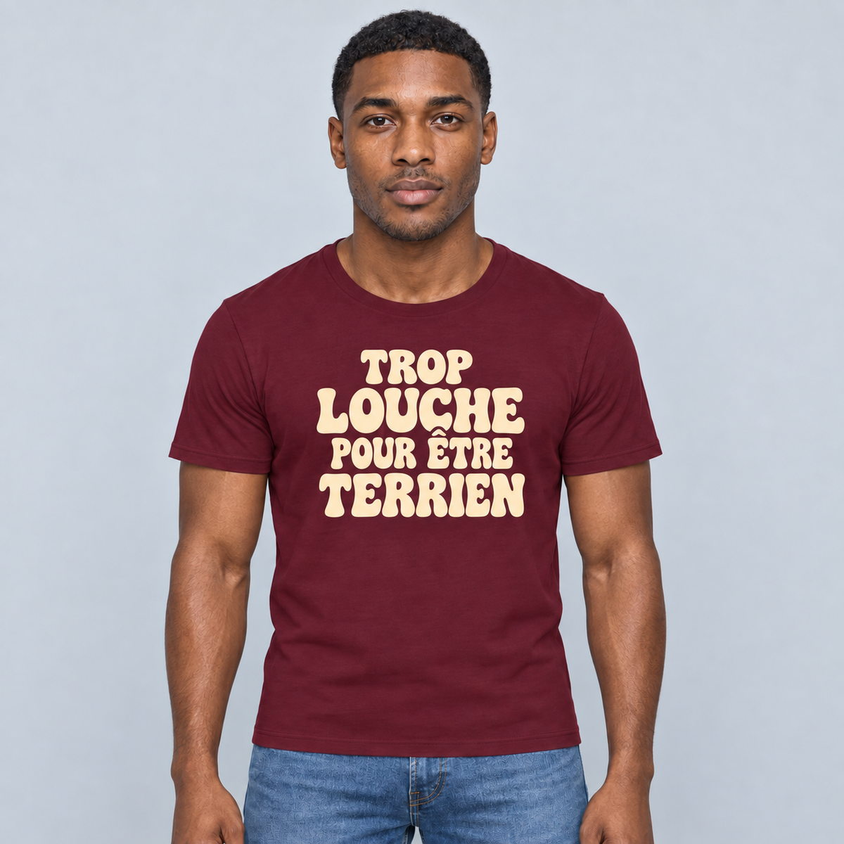 T-shirt « Trop louche pour être terrien » porté