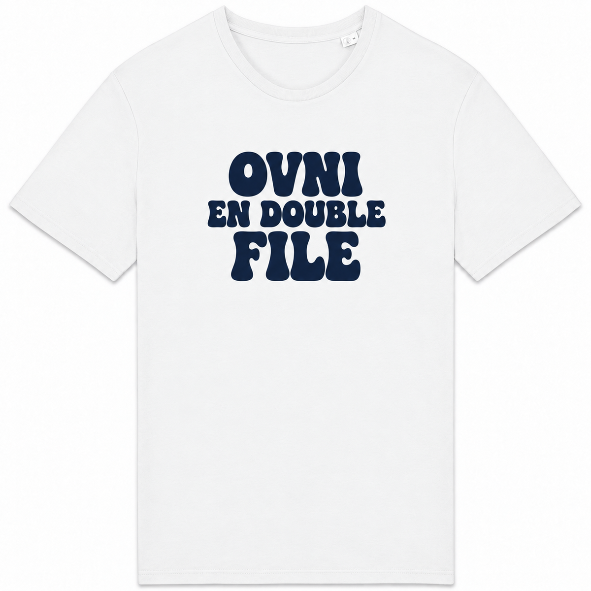 T-shirt OVNI en double file, aplat blanc