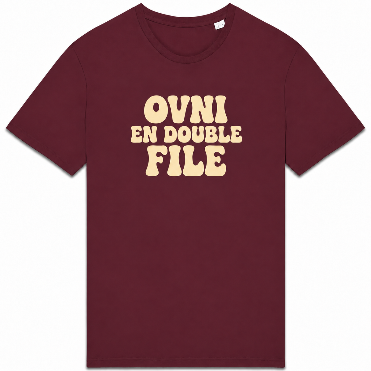 T-shirt OVNI en double file, aplat bordeaux
