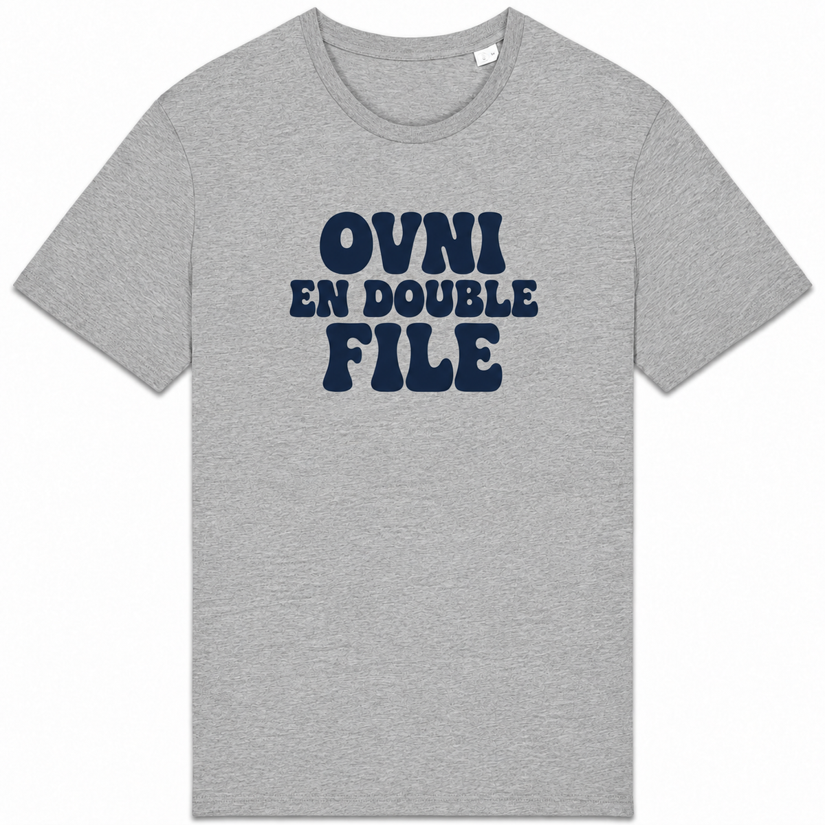 T-shirt OVNI en double file, aplat gris