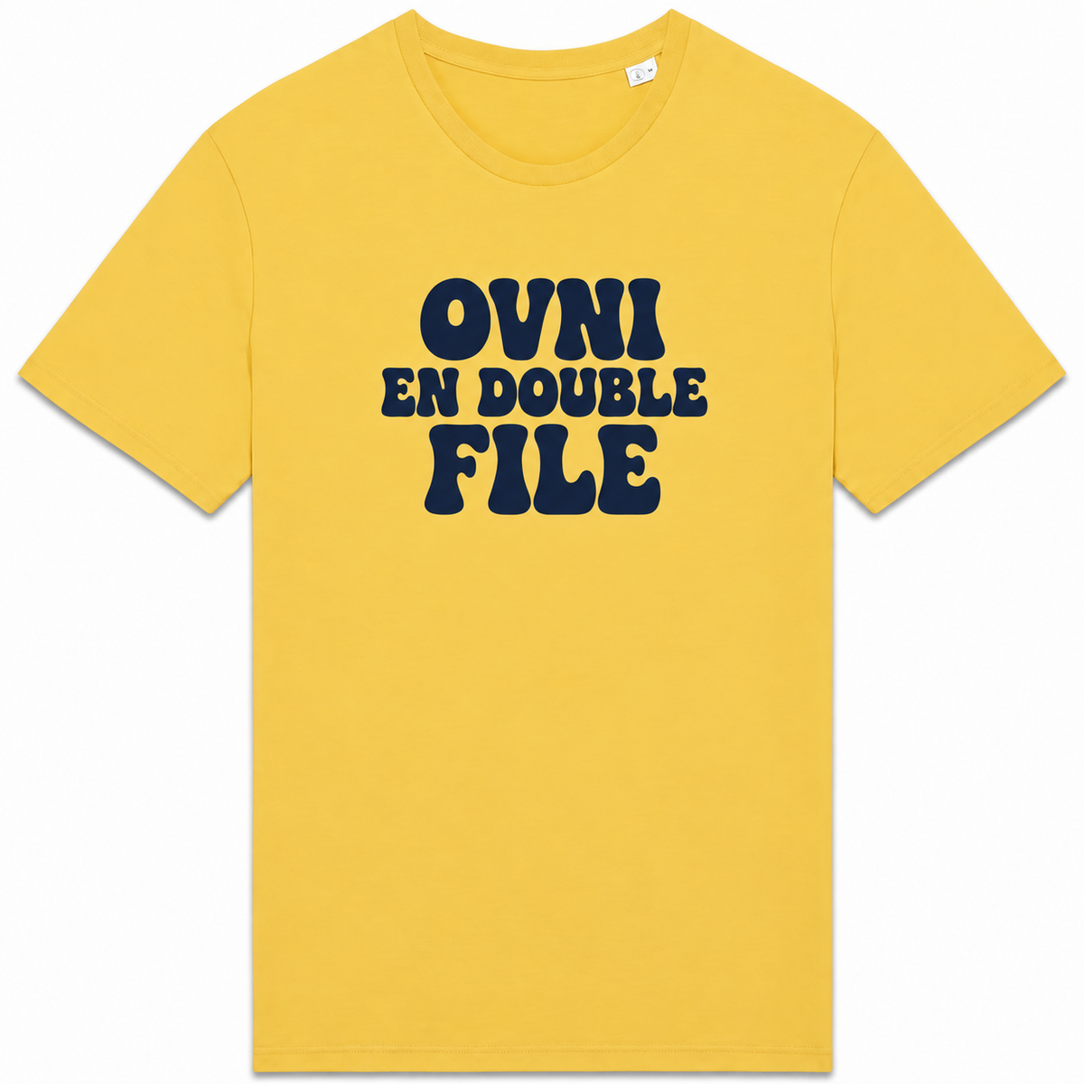 T-shirt OVNI en double file, aplat jaune
