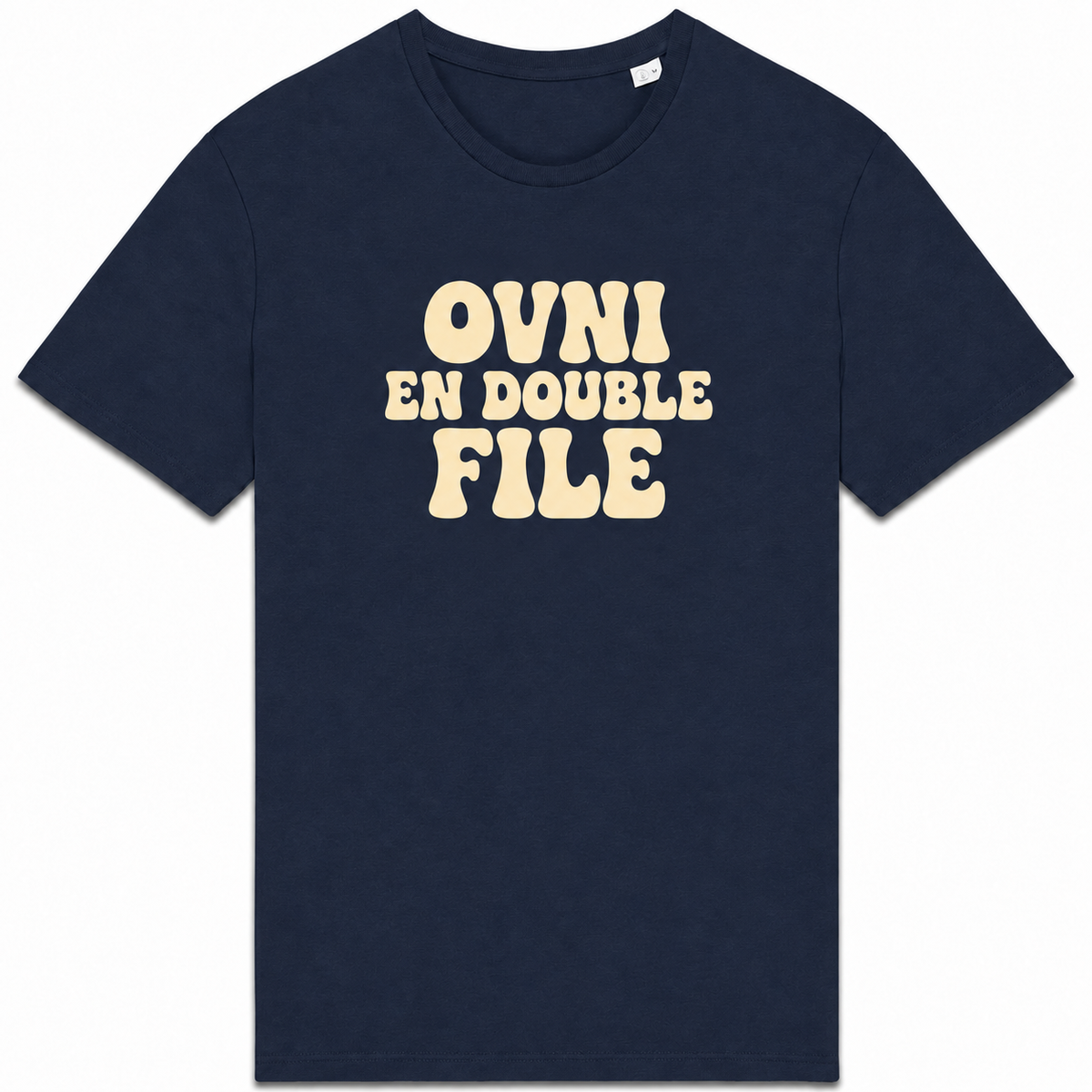 T-shirt OVNI en double file, aplat marine
