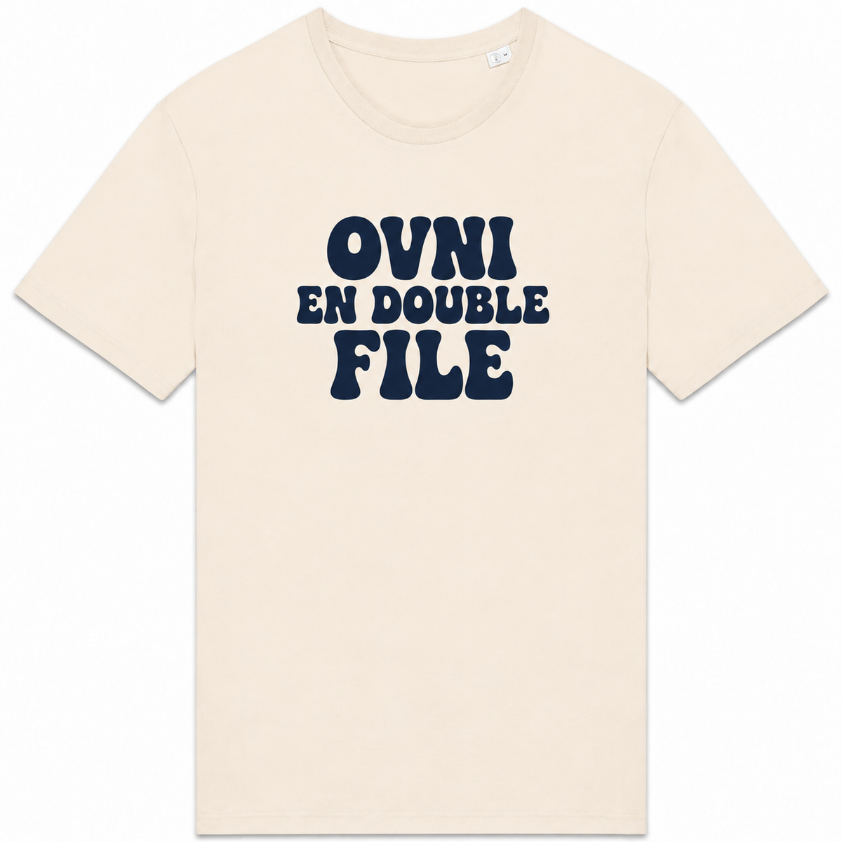 T-shirt OVNI en double file, aplat naturel