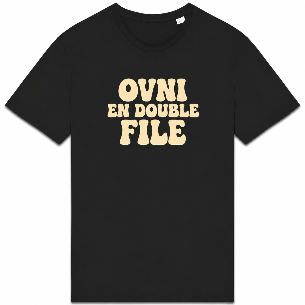 T-shirt OVNI en double file, aplat noir