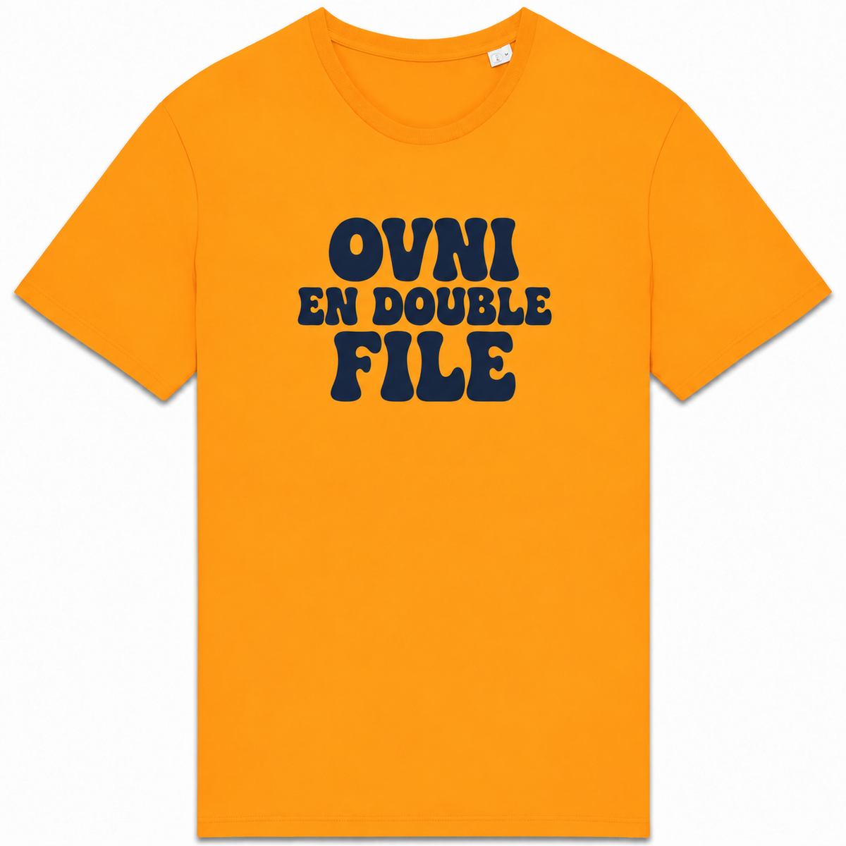 T-shirt OVNI en double file, aplat orange