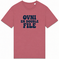 T-shirt OVNI en double file, aplat rose
