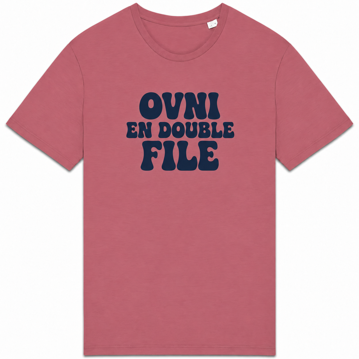 T-shirt OVNI en double file, aplat rose